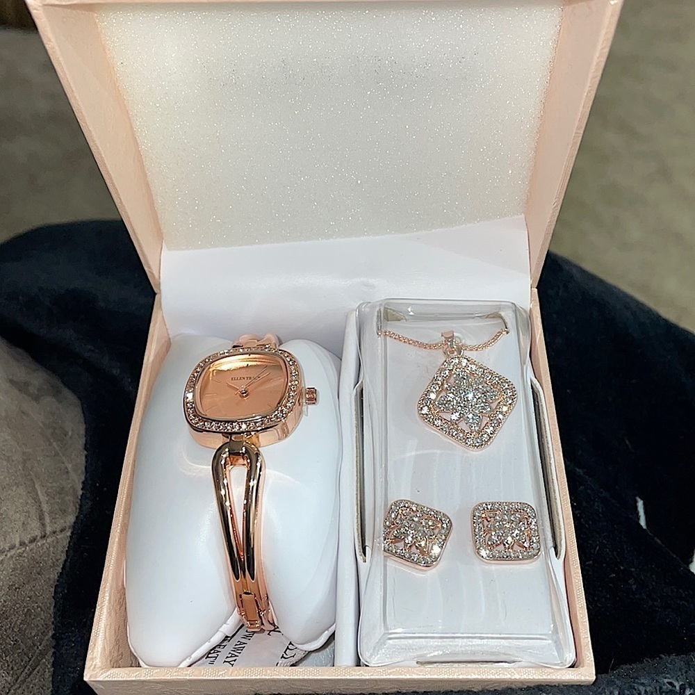 Rose Gold Stainless Steel Jewelry Set  by Ellen Tracy - Picture 6 of 7